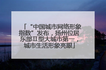 “中国城市网络形象指数”发布，扬州位居东部Ⅱ型大城市第一，城市生活形象亮眼