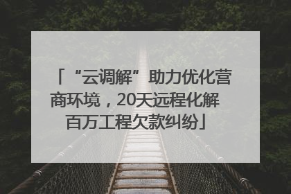 “云调解”助力优化营商环境，20天远程化解百万工程欠款纠纷