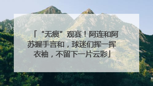 “无痕”观赛！阿连和阿苏握手言和，球迷们挥一挥衣袖，不留下一片云彩