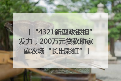 “4321新型政银担”发力，200万元贷款助家庭农场“长出彩虹”