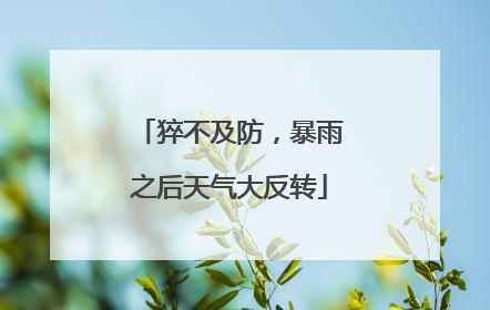 猝不及防，暴雨之后天气大反转