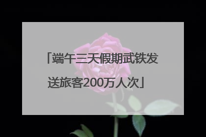 端午三天假期武铁发送旅客200万人次