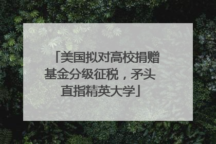 美国拟对高校捐赠基金分级征税，矛头直指精英大学