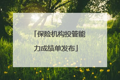 保险机构投管能力成绩单发布