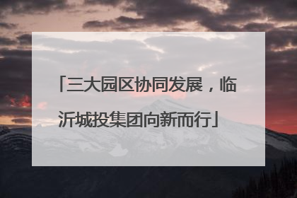 三大园区协同发展，临沂城投集团向新而行