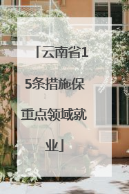 云南省15条措施保重点领域就业