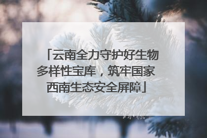云南全力守护好生物多样性宝库，筑牢国家西南生态安全屏障