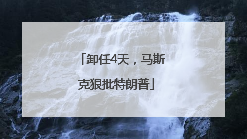 卸任4天，马斯克狠批特朗普