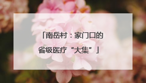 南岳村：家门口的省级医疗“大集”