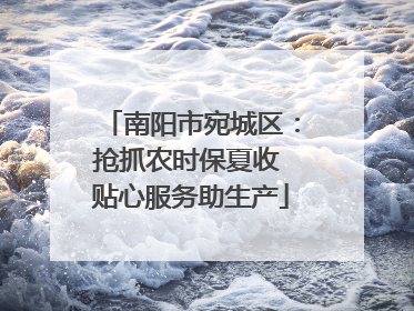 南阳市宛城区：抢抓农时保夏收 贴心服务助生产