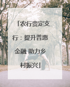 农行贵定支行：提升普惠金融 助力乡村振兴