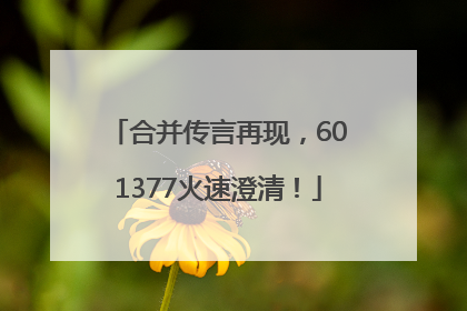 合并传言再现，601377火速澄清！