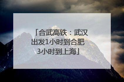 合武高铁：武汉出发1小时到合肥3小时到上海