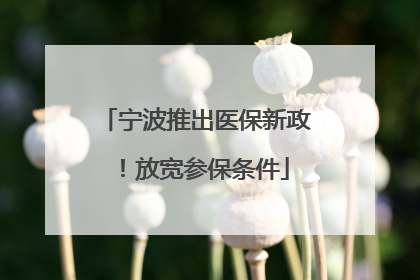 宁波推出医保新政！放宽参保条件