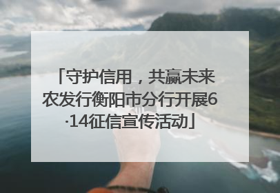 守护信用，共赢未来 农发行衡阳市分行开展6·14征信宣传活动