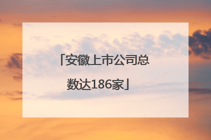 安徽上市公司总数达186家