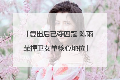 复出后已夺四冠 陈雨菲捍卫女单核心地位