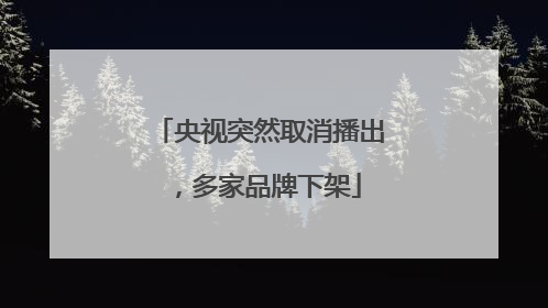 央视突然取消播出，多家品牌下架