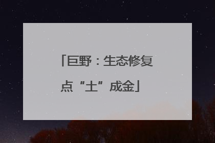巨野：生态修复点“土”成金