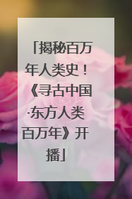 揭秘百万年人类史！《寻古中国·东方人类百万年》开播
