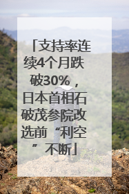 支持率连续4个月跌破30%，日本首相石破茂参院改选前“利空”不断