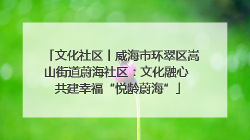 文化社区丨威海市环翠区嵩山街道蔚海社区：文化融心 共建幸福“悦龄蔚海”