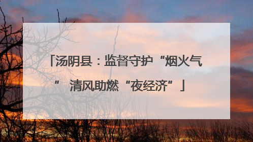 汤阴县：监督守护“烟火气” 清风助燃“夜经济”