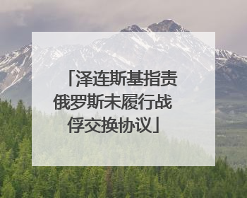 泽连斯基指责俄罗斯未履行战俘交换协议
