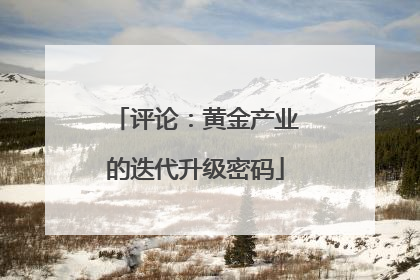 评论：黄金产业的迭代升级密码
