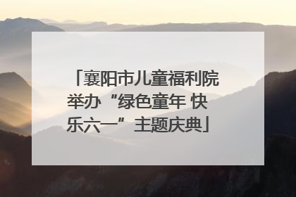襄阳市儿童福利院举办“绿色童年 快乐六一”主题庆典