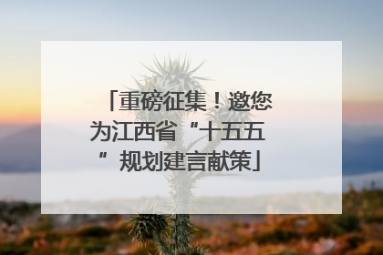 重磅征集!邀您为江西省“十五五”规划建言献策