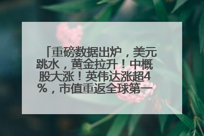 重磅数据出炉，美元跳水，黄金拉升！中概股大涨！英伟达涨超4%，市值重返全球第一！黄仁勋计划出售至多600万股股票