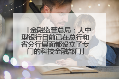 金融监管总局：大中型银行目前已在总行和省分行层面都设立了专门的科技金融部门