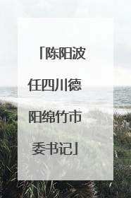 陈阳波任四川德阳绵竹市委书记