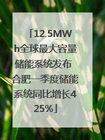 12.5MWh全球最大容量储能系统发布 合肥一季度储能系统同比增长425%