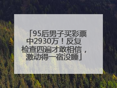 95后男子买彩票中2930万！反复检查四遍才敢相信，激动得一宿没睡